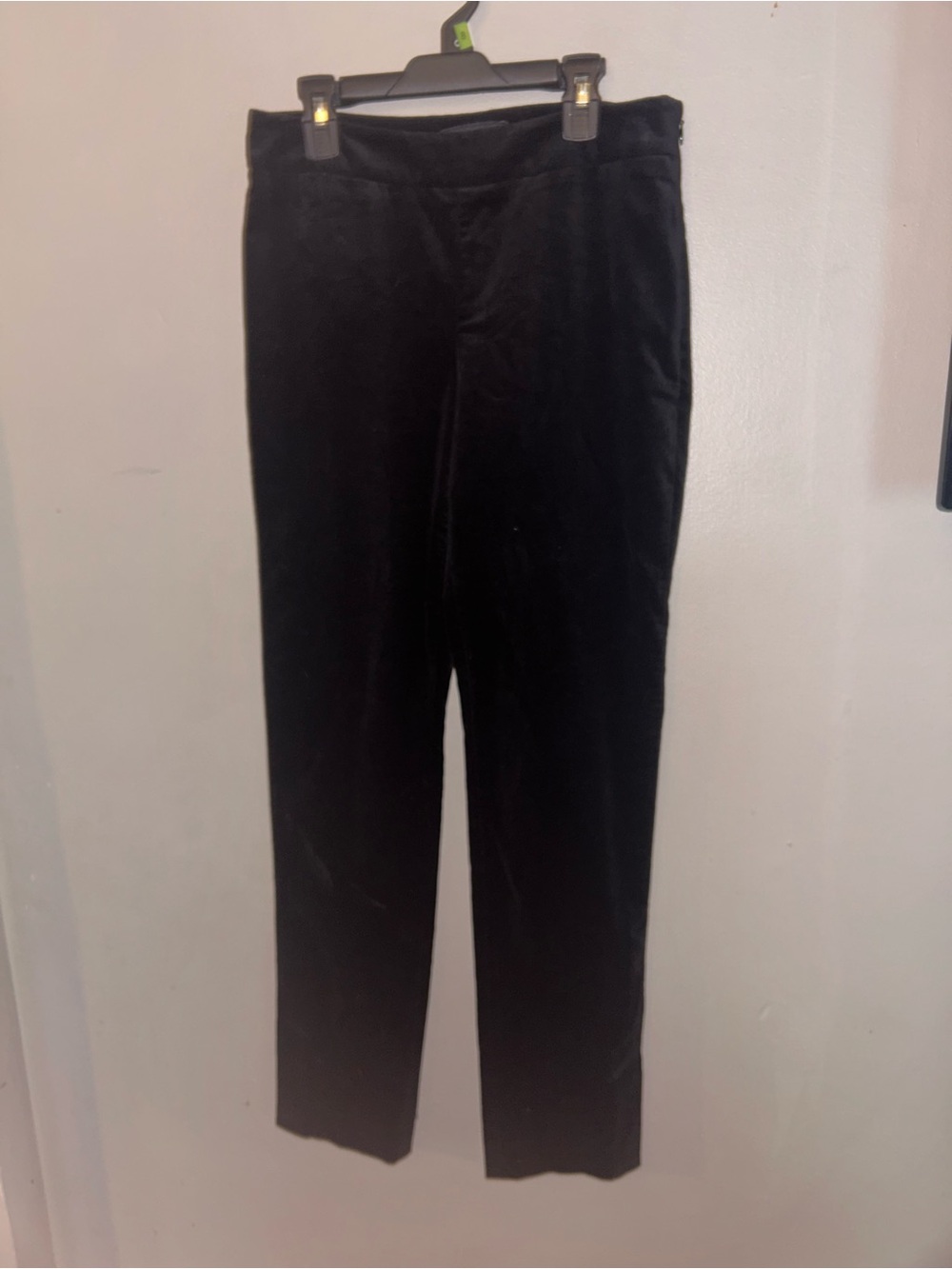 Talbots Pants - black velvet flat front skinny w/ankle slits - Picture 3 of 12